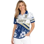 Navy Midshipmen Polo Shirt Customized Floral Angles Blue White Best Selling