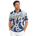 Navy Midshipmen Polo Shirt Customized Paisley Florals Blue White Best Selling