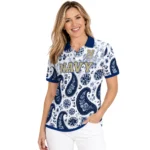 Navy Midshipmen Polo Shirt Customized Paisley Florals Blue White Best Selling