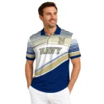 Navy Midshipmen Polo Shirt Customized Slanted Stripes Blue White Best Selling
