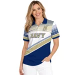 Navy Midshipmen Polo Shirt Customized Slanted Stripes Blue White Best Selling