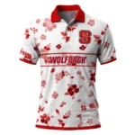 Nc State Wolfpack Polo Shirt Personalized Floral Pinstripe Red White Best Selling