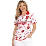 Nc State Wolfpack Polo Shirt Personalized Floral Pinstripe Red White Best Selling