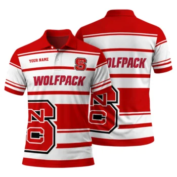 Nc State Wolfpack Polo Shirt Personalized Horizontal Blocks Red Fashion Forward