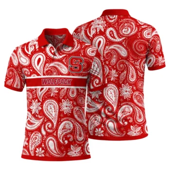 Nc State Wolfpack Polo Shirt Personalized Paisley Band Red Fashion Forward