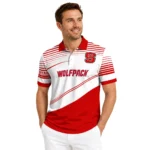 Nc State Wolfpack Polo Shirt Personalized Slanted Stripes Red White Best Selling