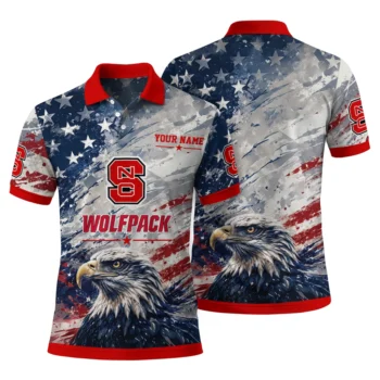Nc State Wolfpack Polo Shirt Personalized Star Brushstrokes Red Blue Fashion Forward