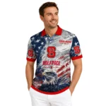 Nc State Wolfpack Polo Shirt Personalized Star Brushstrokes Red Blue Best Selling