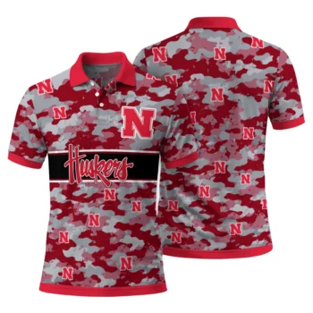Nebraska Cornhuskers Polo Shirt Custom Camo Band Red Fashion Forward