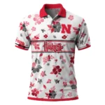Nebraska Cornhuskers Polo Shirt Custom Floral Pinstripe Red White Best Selling