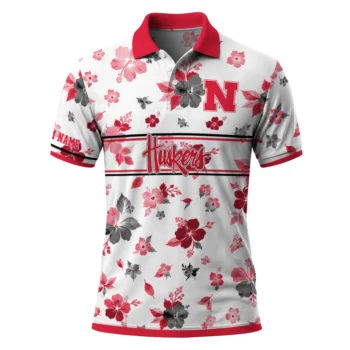 Nebraska Cornhuskers Polo Shirt Custom Floral Pinstripe Red White Best Selling