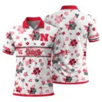 Nebraska Cornhuskers Polo Shirt Custom Floral Pinstripe Red White Best Selling