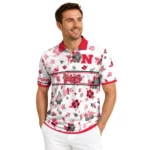 Nebraska Cornhuskers Polo Shirt Custom Floral Pinstripe Red White Best Selling