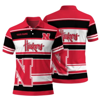 Nebraska Cornhuskers Polo Shirt Custom Horizontal Blocks Red Fashion Forward