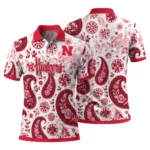 Nebraska Cornhuskers Polo Shirt Custom Paisley Florals Red White Best Selling
