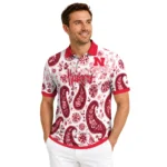 Nebraska Cornhuskers Polo Shirt Custom Paisley Florals Red White Best Selling