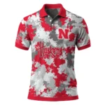Nebraska Cornhuskers Polo Shirt Custom Pixel Camo Red Best Selling
