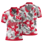 Nebraska Cornhuskers Polo Shirt Custom Pixel Camo Red Best Selling