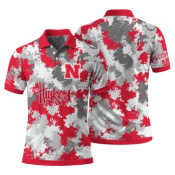 Nebraska Cornhuskers Polo Shirt Custom Pixel Camo Red Fashion Forward