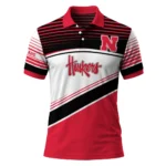 Nebraska Cornhuskers Polo Shirt Custom Slanted Stripes Red White Best Selling