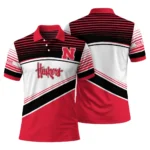 Nebraska Cornhuskers Polo Shirt Custom Slanted Stripes Red White Best Selling
