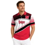 Nebraska Cornhuskers Polo Shirt Custom Slanted Stripes Red White Best Selling