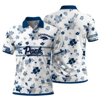 Nevada Wolf Pack Polo Shirt Custom Floral Pinstripe Blue White Fashion Forward