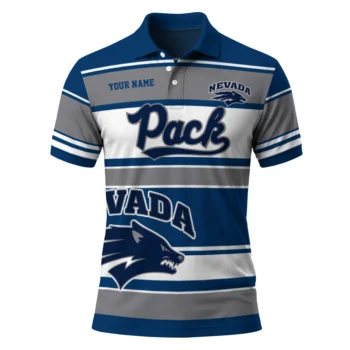 Nevada Wolf Pack Polo Shirt Custom Horizontal Blocks Blue Best Selling