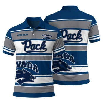 Nevada Wolf Pack Polo Shirt Custom Horizontal Blocks Blue Fashion Forward