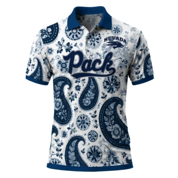 Nevada Wolf Pack Polo Shirt Custom Paisley Florals Blue White Best Selling