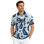 Nevada Wolf Pack Polo Shirt Custom Paisley Florals Blue White Best Selling