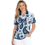 Nevada Wolf Pack Polo Shirt Custom Paisley Florals Blue White Best Selling