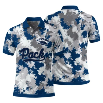 Nevada Wolf Pack Polo Shirt Custom Pixel Camo Blue Fashion Forward