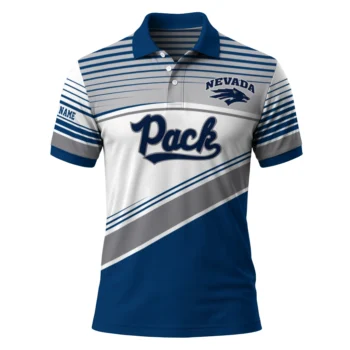Nevada Wolf Pack Polo Shirt Custom Slanted Stripes Blue White Best Selling