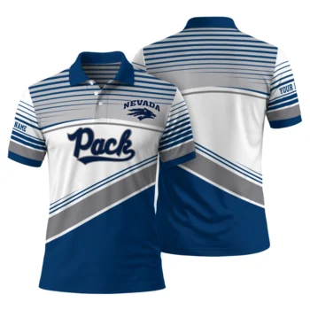 Nevada Wolf Pack Polo Shirt Custom Slanted Stripes Blue White Fashion Forward