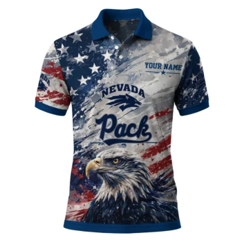 Nevada Wolf Pack Polo Shirt Custom Star Brushstrokes Blue Best Selling