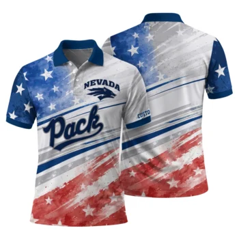 Nevada Wolf Pack Polo Shirt Custom Star Stripes Red Blue Fashion Forward