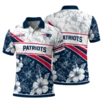 New England Patriots Polo Shirt Custom Floral Angles Blue White Best Selling
