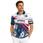 New England Patriots Polo Shirt Custom Floral Angles Blue White Best Selling
