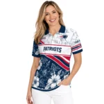 New England Patriots Polo Shirt Custom Floral Angles Blue White Best Selling