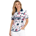 New England Patriots Polo Shirt Custom Floral Pinstripe Blue White Best Selling