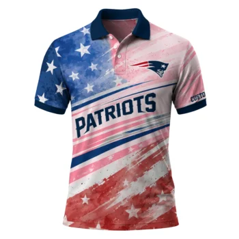 New England Patriots Polo Shirt Custom Star Stripes Red Blue Best Selling