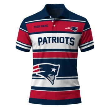 New England Patriots Polo Shirt Customized Horizontal Blocks Blue Best Selling