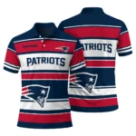 New England Patriots Polo Shirt Customized Horizontal Blocks Blue Best Selling