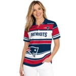 New England Patriots Polo Shirt Customized Horizontal Blocks Blue Best Selling