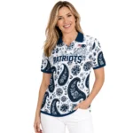 New England Patriots Polo Shirt Customized Paisley Florals Blue White Best Selling