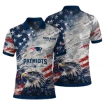 New England Patriots Polo Shirt Customized Star Brushstrokes Blue Best Selling