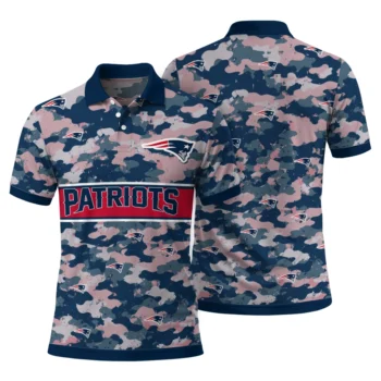 New England Patriots Polo Shirt Personalized Camo Band Blue Fashion Forward
