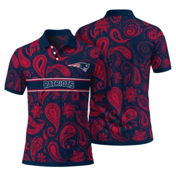 New England Patriots Polo Shirt Personalized Paisley Band Blue Fashion Forward