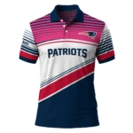 New England Patriots Polo Shirt Personalized Slanted Stripes Blue White Best Selling